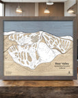 Wood Map of Bear Valley Ski Slopes in California, Home Decor, Skiing and Snowboarding Art