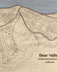 Bear Valley California Ski Trail Map | 3D Layered Wood Mountain Mountain Art, Laser Engraved
