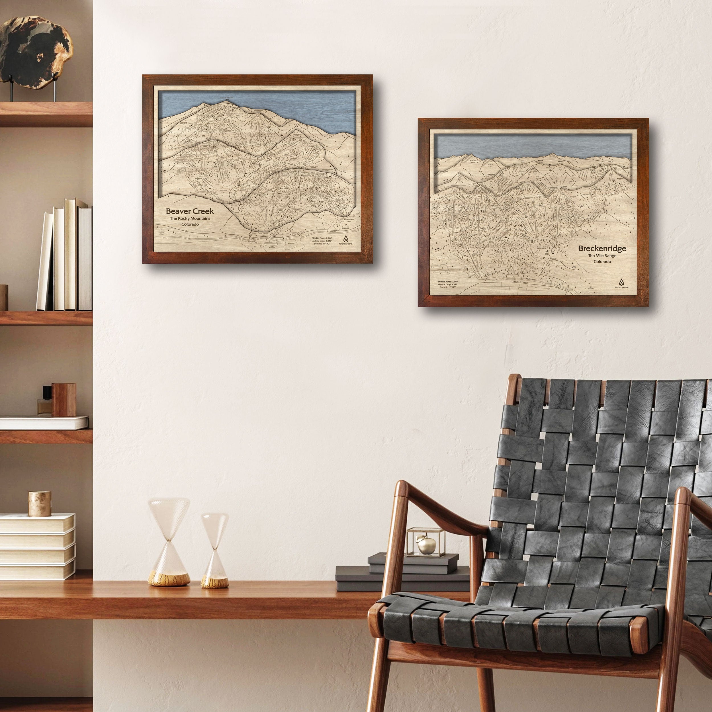Beaver Creek Colorado Wooden Ski Map, Framed Skiing Map Poster