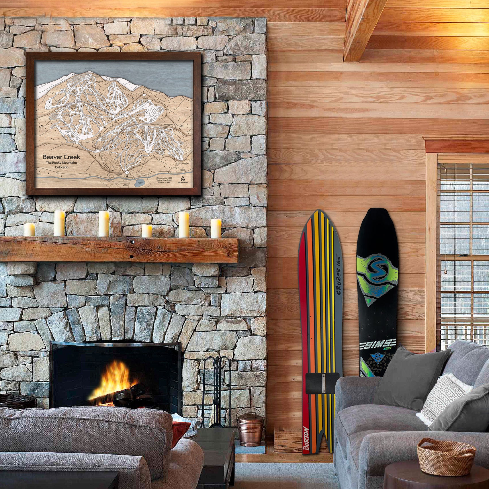 Beaver Creek CO Wood Ski Trail - Beaver Creek Colorado Ski Resort Map Art Gifts For Skiers 
