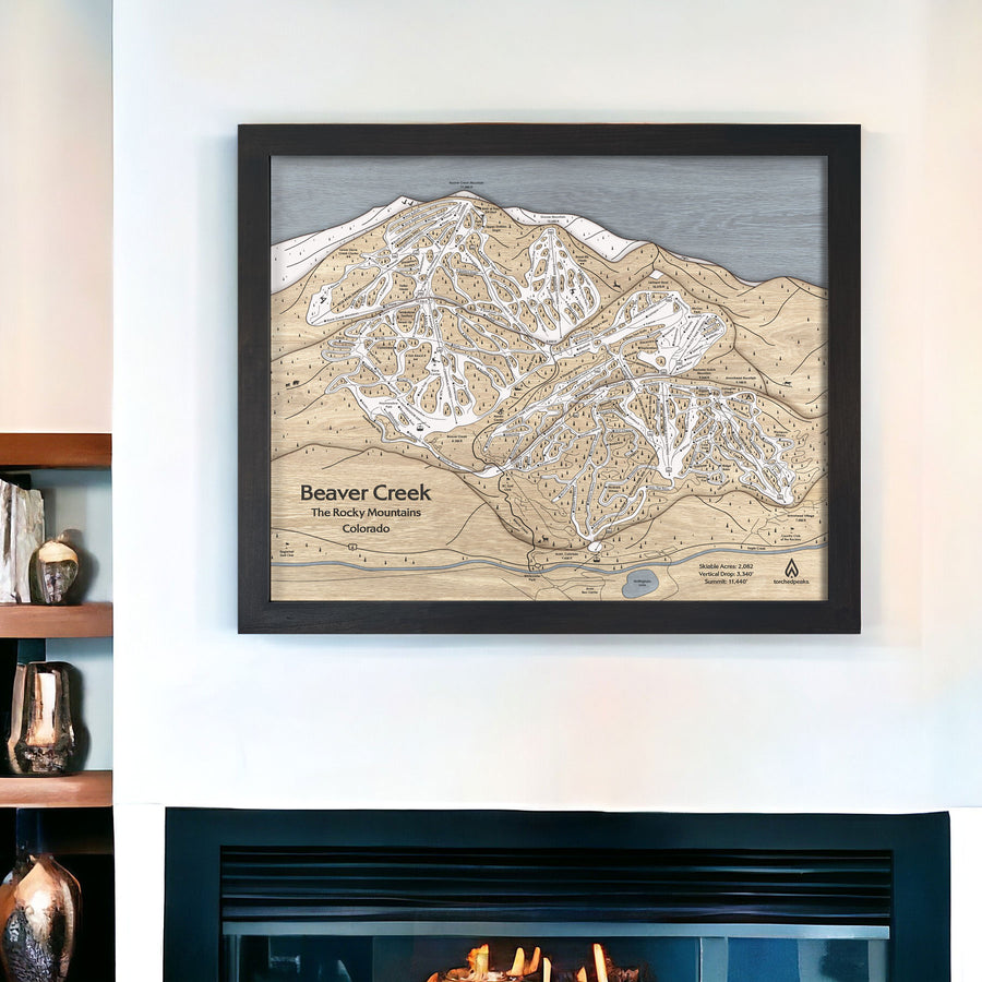 Ski Lodge Decor: Large Wood Map of Beaver Creek Colorado