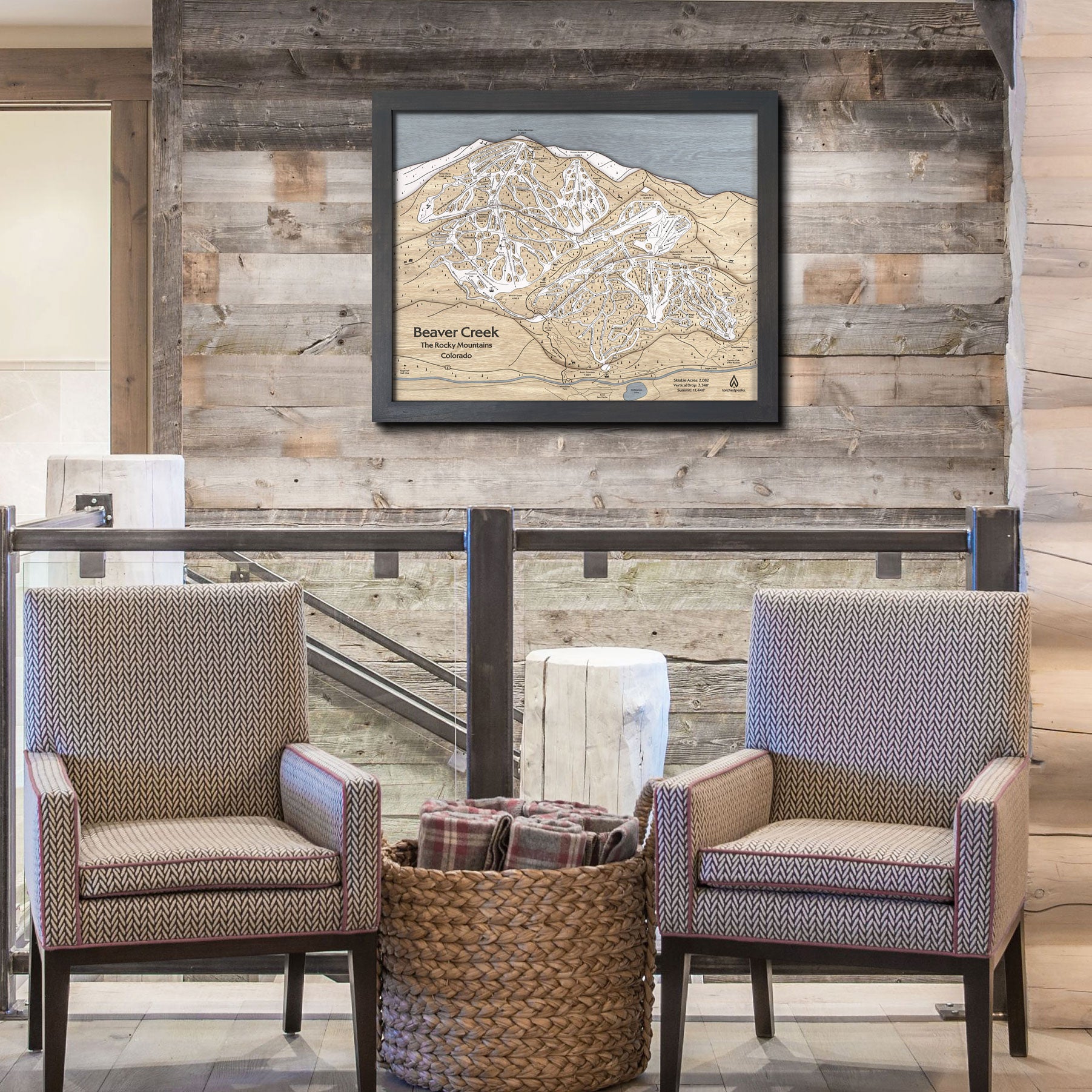 Beaver Creek Ski Resort Map, Framed, Wall Art, Skiing Art