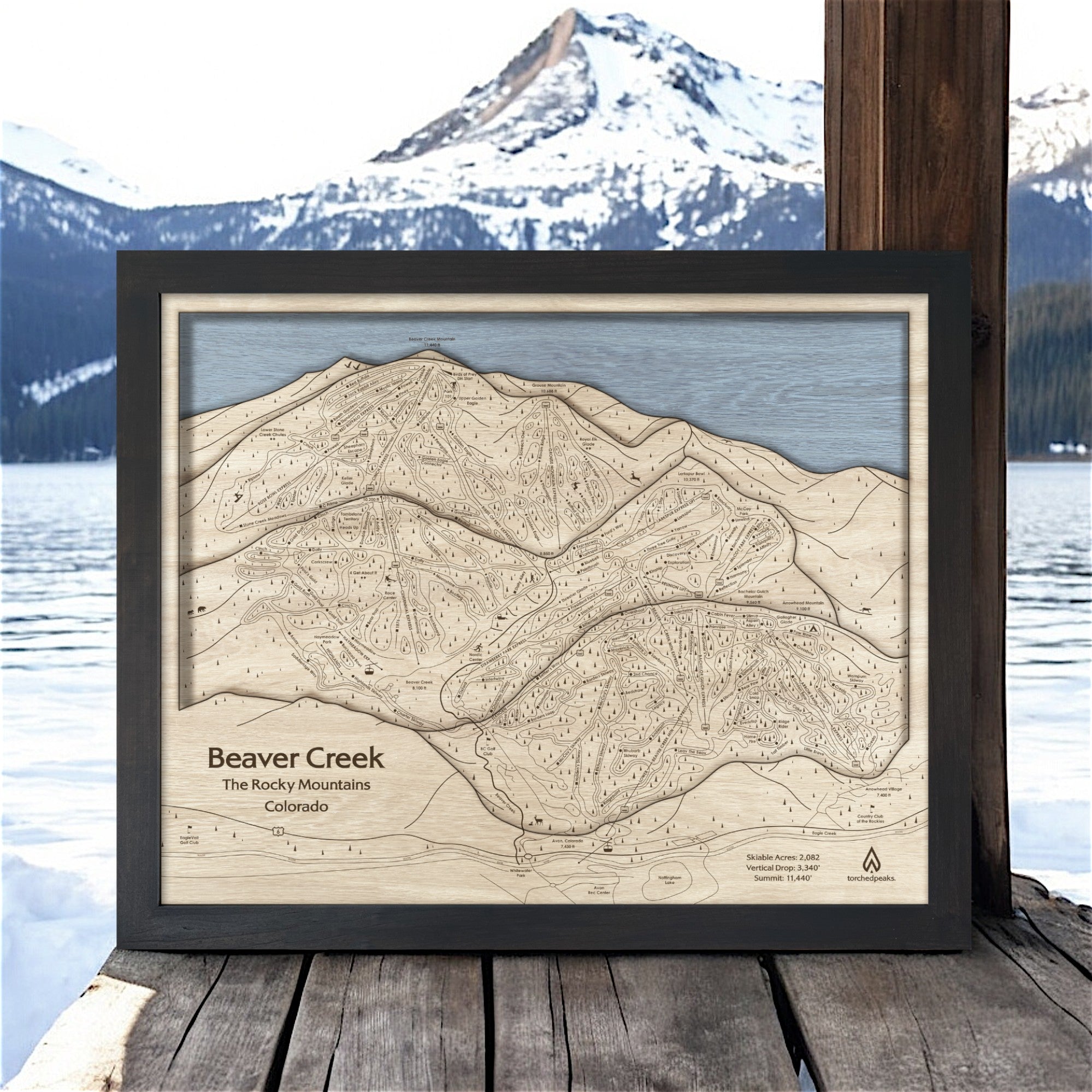 Beaver Creek Mountain Map, 3D Wood Ski Map, Ski Cabin Decor