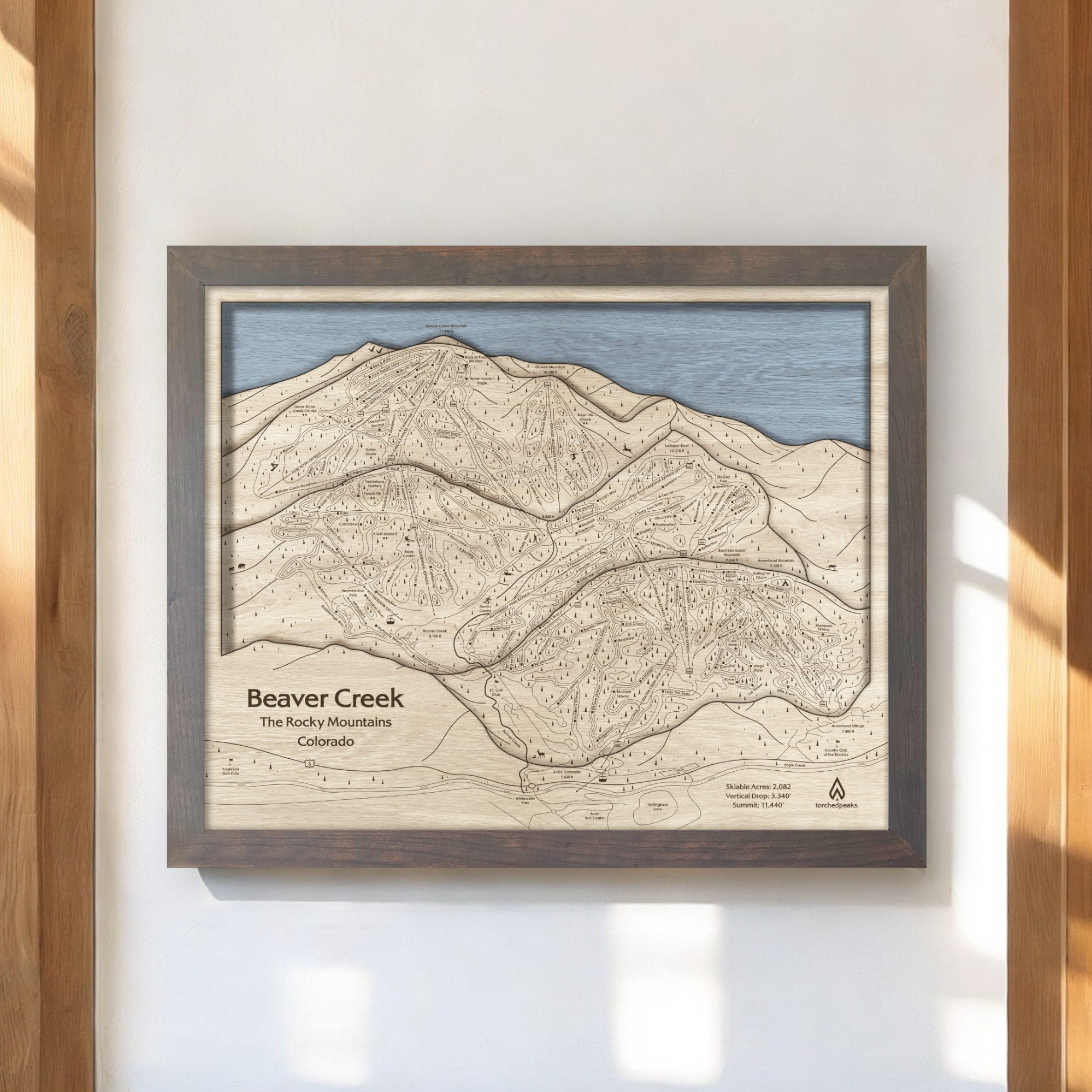 Beaver Creek Map, 3D Wood Ski Resort Map, Mountain Wall Art