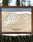 Beaver Mountain Utah Wooden Ski Map, Laser-engraved carved wood map of Beaver Mountain