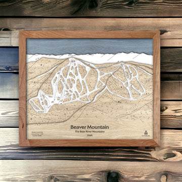 Beaver Mountain Utah Ski Map, Framed Skiing Art, Ski House Decor, Best gift for skiers