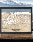 Beaver Mountain Ski Trail Map, Framed Skiing Map, Wooden Ski Map by Torched Peaks