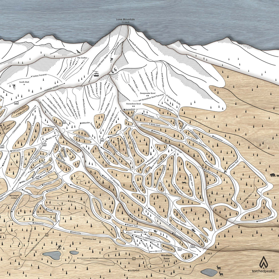 Big Sky Montana Laser-cut wood ski map