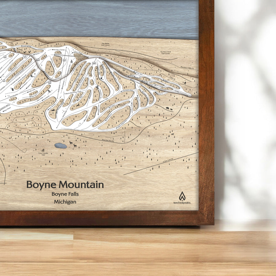 Boyne Mountain Framed Ski Map, Ski Cabin Decor