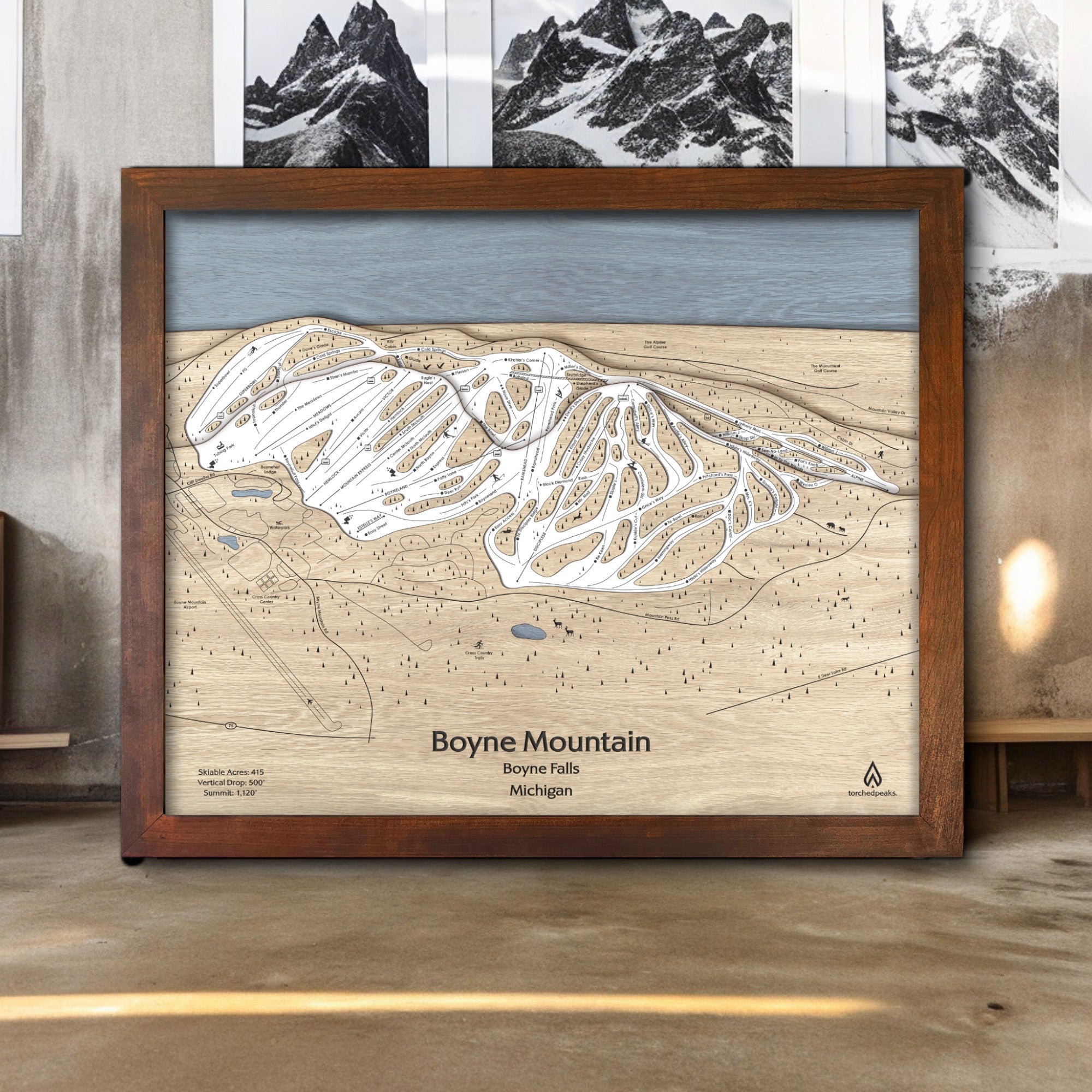 Boyne Mountain Ski Resort Map, Michigan, Boyne Resorts, Wall Map