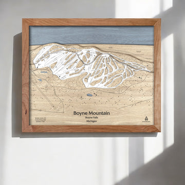 Boyne Mountain Michigan, Ski Resort Map, Handcrafted Wood Map for your home or office. 