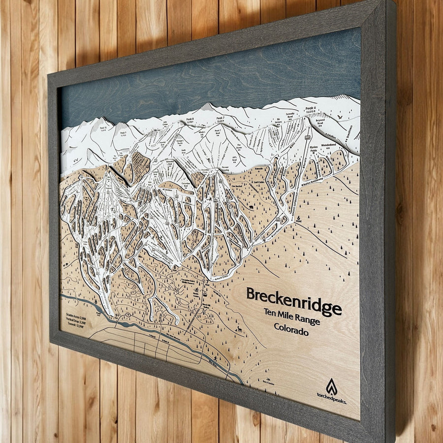 Breckenridge Ski Resort Map, Framed Wood Ski map