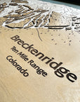 Breckenridge engraved wood map, Breckenridge Colorado Skiing Art