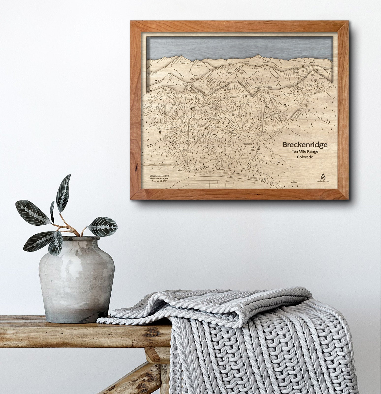 Breckenridge CO ski trail map, ski cabin decor