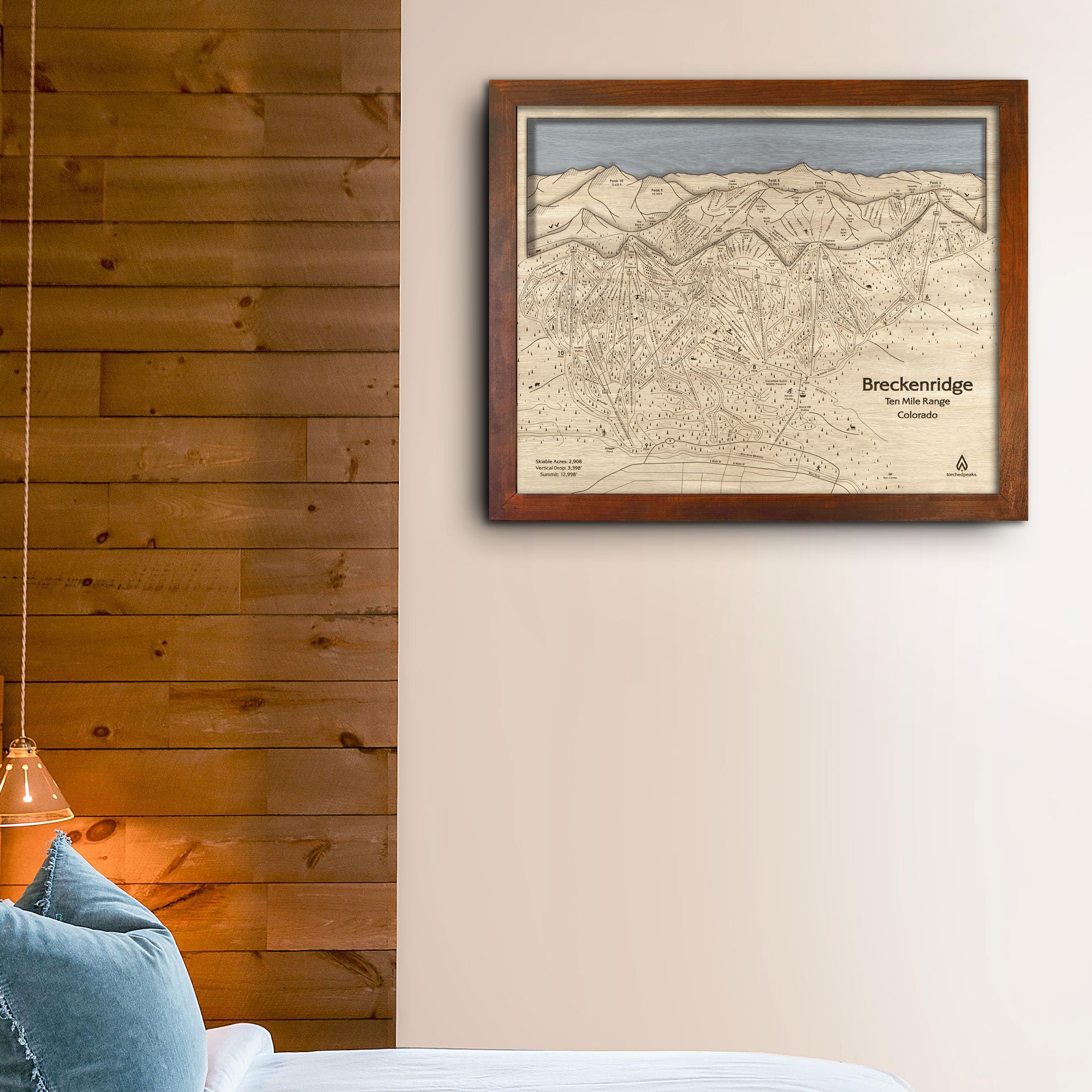 Breckenridge CO ski trail map, wooden wall art