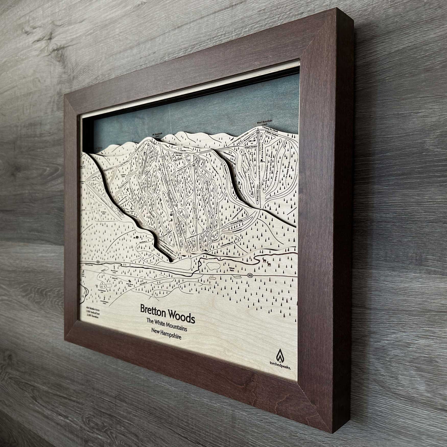 Bretton Woods NH Ski Trail Map | 3D Laser Carved Ski Slope Mountain Art