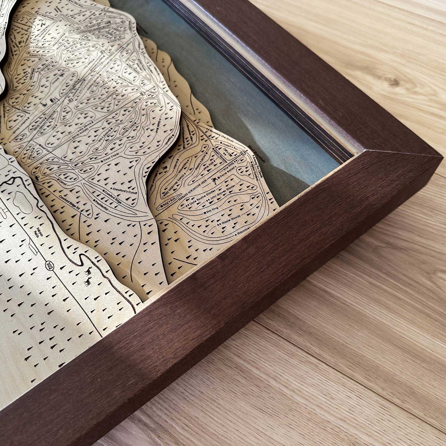 Bretton Woods NH Ski Trail Map | 3D Laser Carved Ski Slope Mountain Art