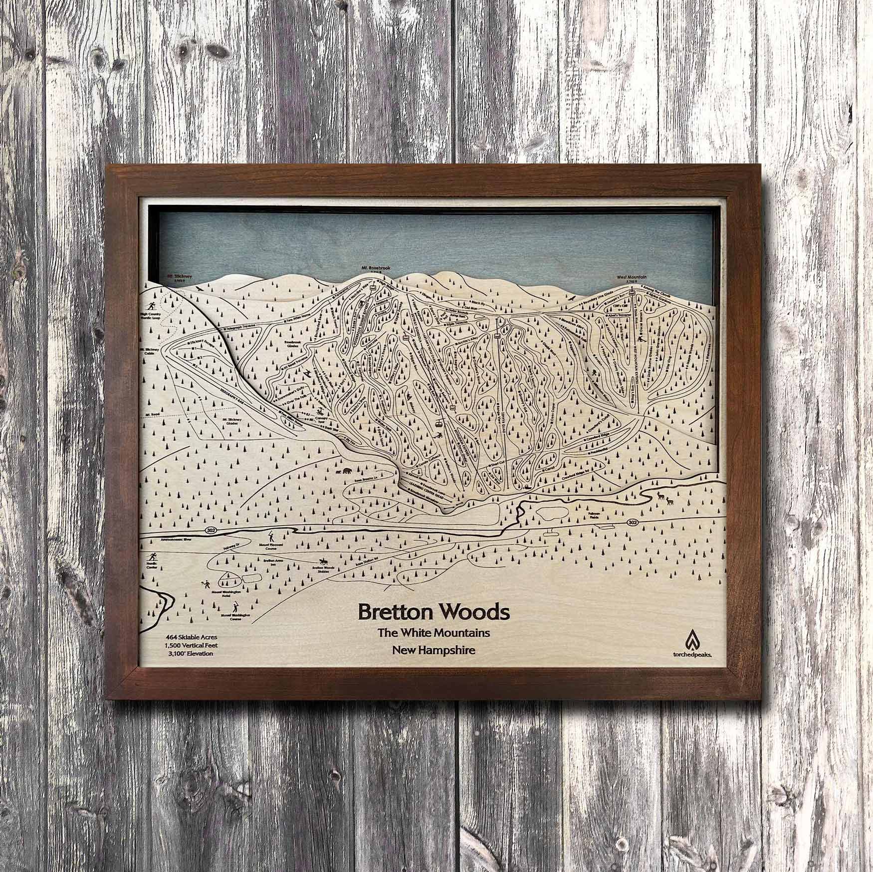 Bretton Woods NH Ski Trail Map | 3D Laser Carved Ski Slope Mountain Art