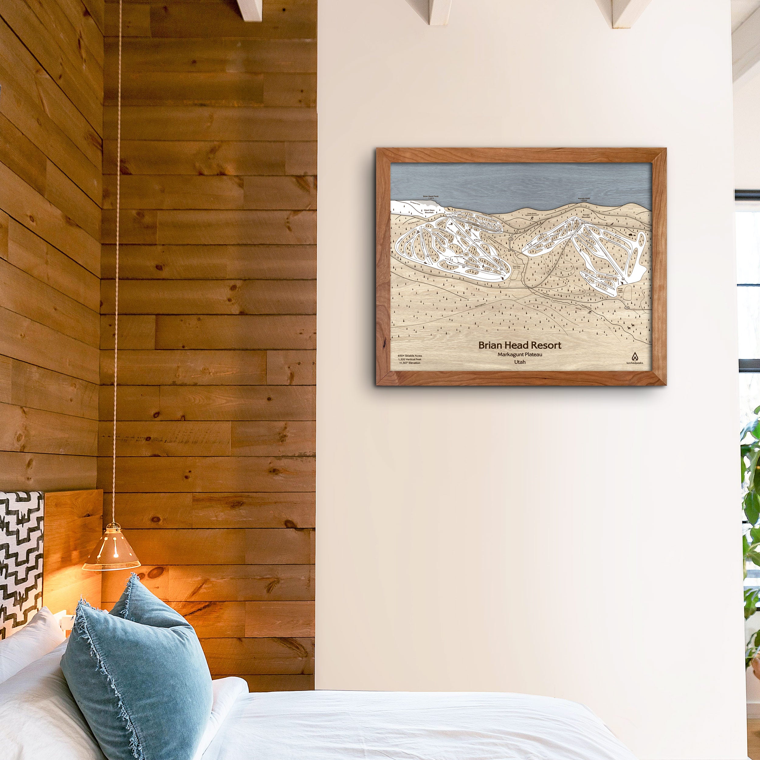 Brian Head Ski Resort Trail Map | 3D Wood Mountain Art | Torched Peaks