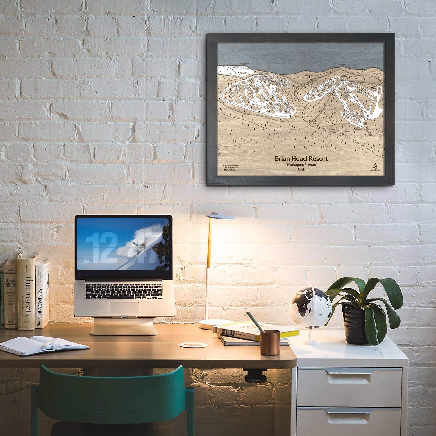 Brian Head Ski Resort Trail Map | 3D Wood Mountain Art | Torched Peaks