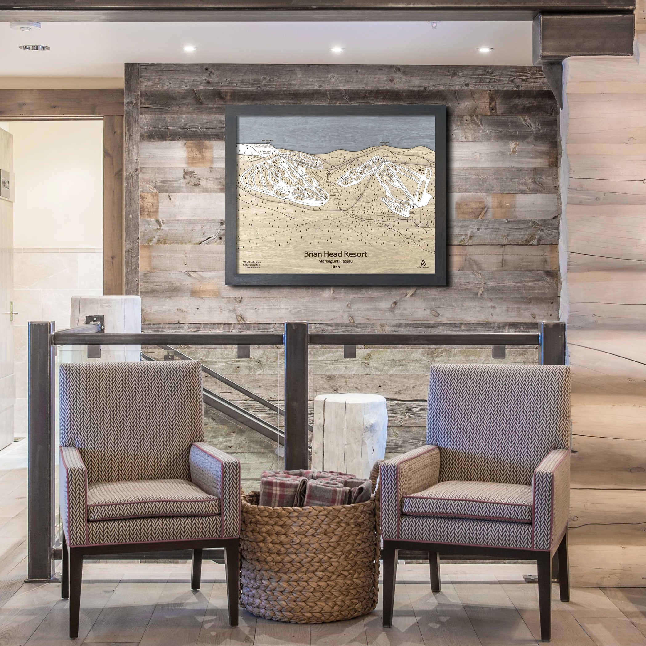 Brian Head Ski Resort Trail Map | 3D Wood Mountain Art | Torched Peaks