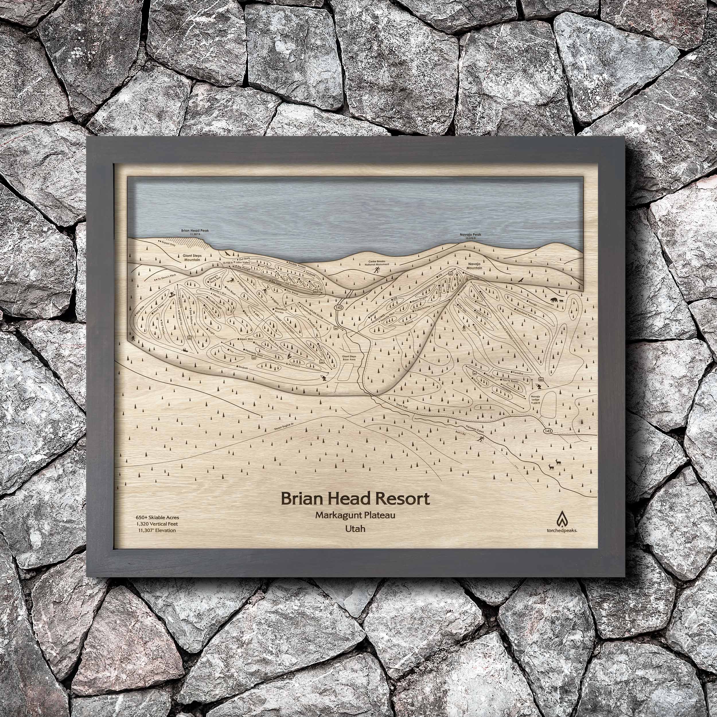 Brian Head UT Ski Trail Map | 3D Wood Mountain Map