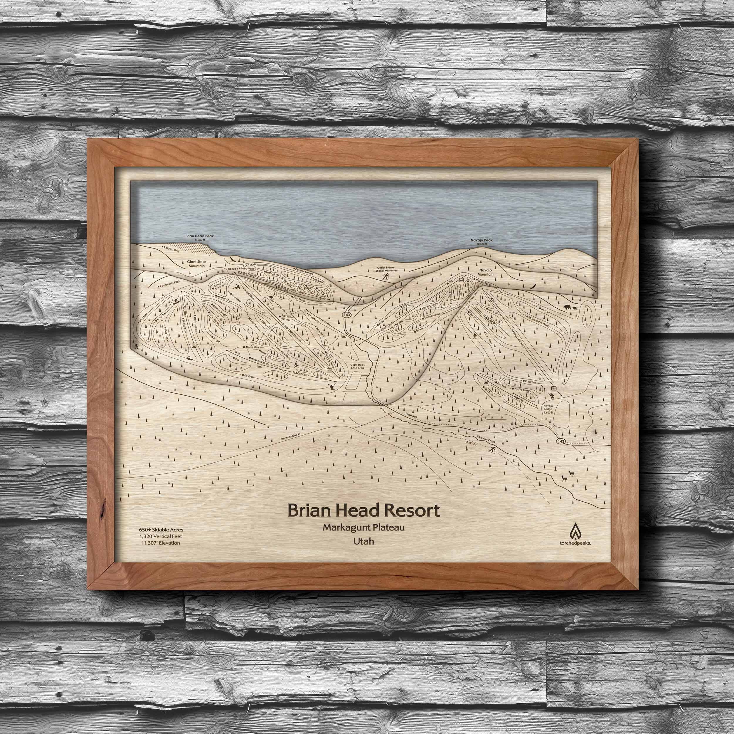 Brian Head UT Ski Trail Map | 3D Wood Mountain Map