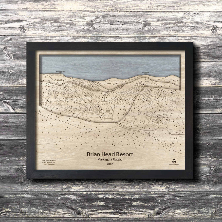 Brian Head UT Ski Trail Map | 3D Wood Mountain Map, Gifts for Skiers