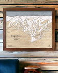 Ski House Decor: Bridger Bowl Ski Resort Map engraved in wood