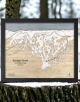 3D Wood Map of Bridger Bowl Slopes Mountain Art by artist Shawn Orecchio