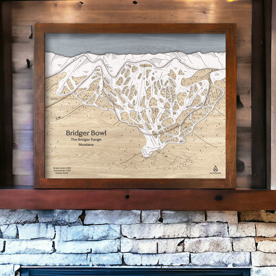 Bridger Bowl Wooden Map