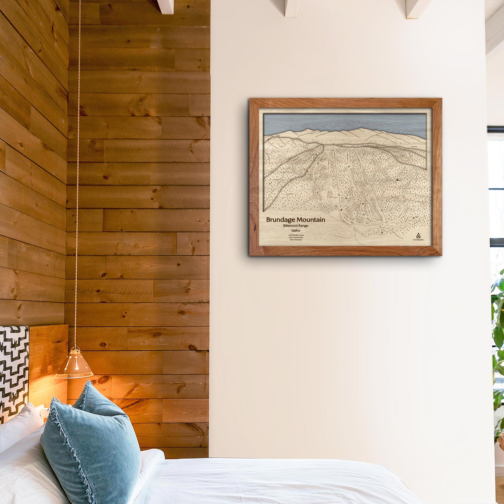 Brundage Mountain, ID Wood Ski Trail Map | 3D Wood Ski Slope Mountain Art