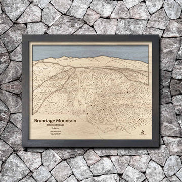 Brundage Mountain, ID Wood Ski Trail Map | 3D Wood Ski Slope Mountain Art