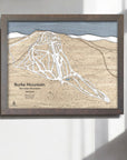 Burke Mountain VT Ski Map, 3D Wood Ski Map of Burke Ski Resort