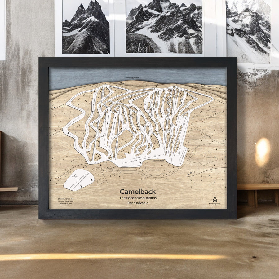 Artist Shawn Orecchio designed this 3D Map of Camelback Ski Resort in Pennsylvania. 