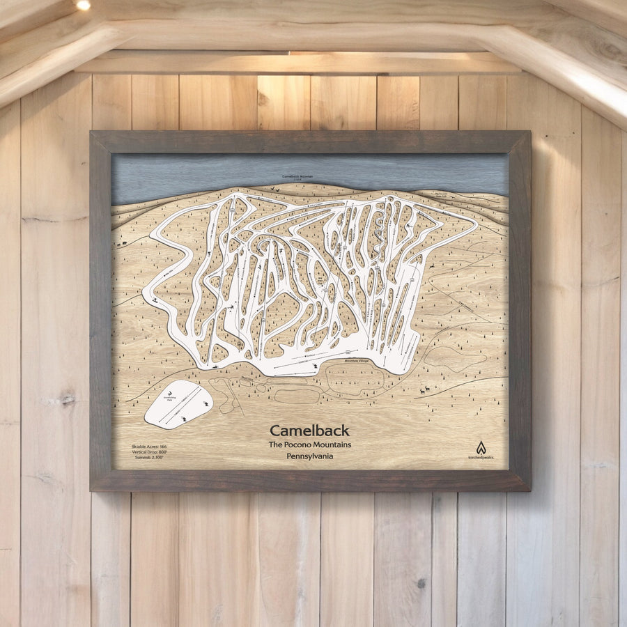 Camelback Ski Resort Map, Ski House Decor, Ski Slope Mountain Art