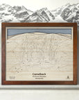 Camelback Ski Map, Laser-carved wooden skiing decor