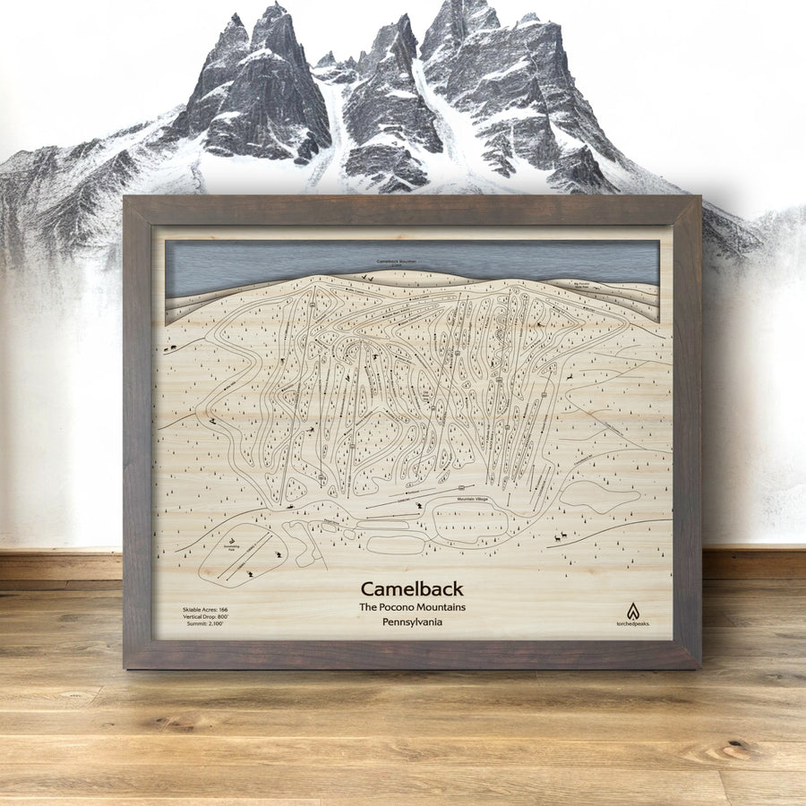 Camelback Resort 3D Wood Map designed by former pro snowboarder Shawn Orecchio