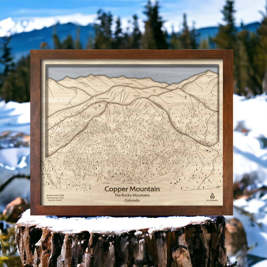 Ski House Wall Decor: Wood Copper Mountain Ski map