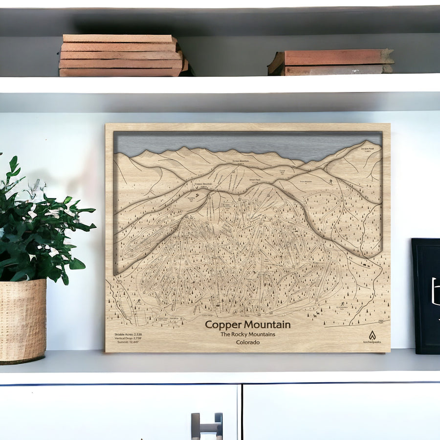 Office Decor for Skiers: Copper Mountain Wooden Map