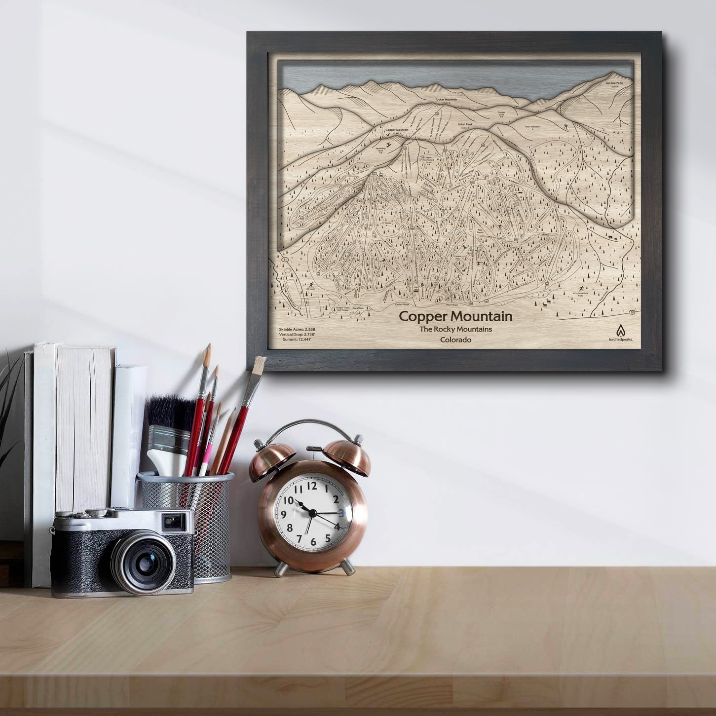 Copper Mountain Colorado Ski Resort Map | 3D Wood Mountain Art, Office Decor