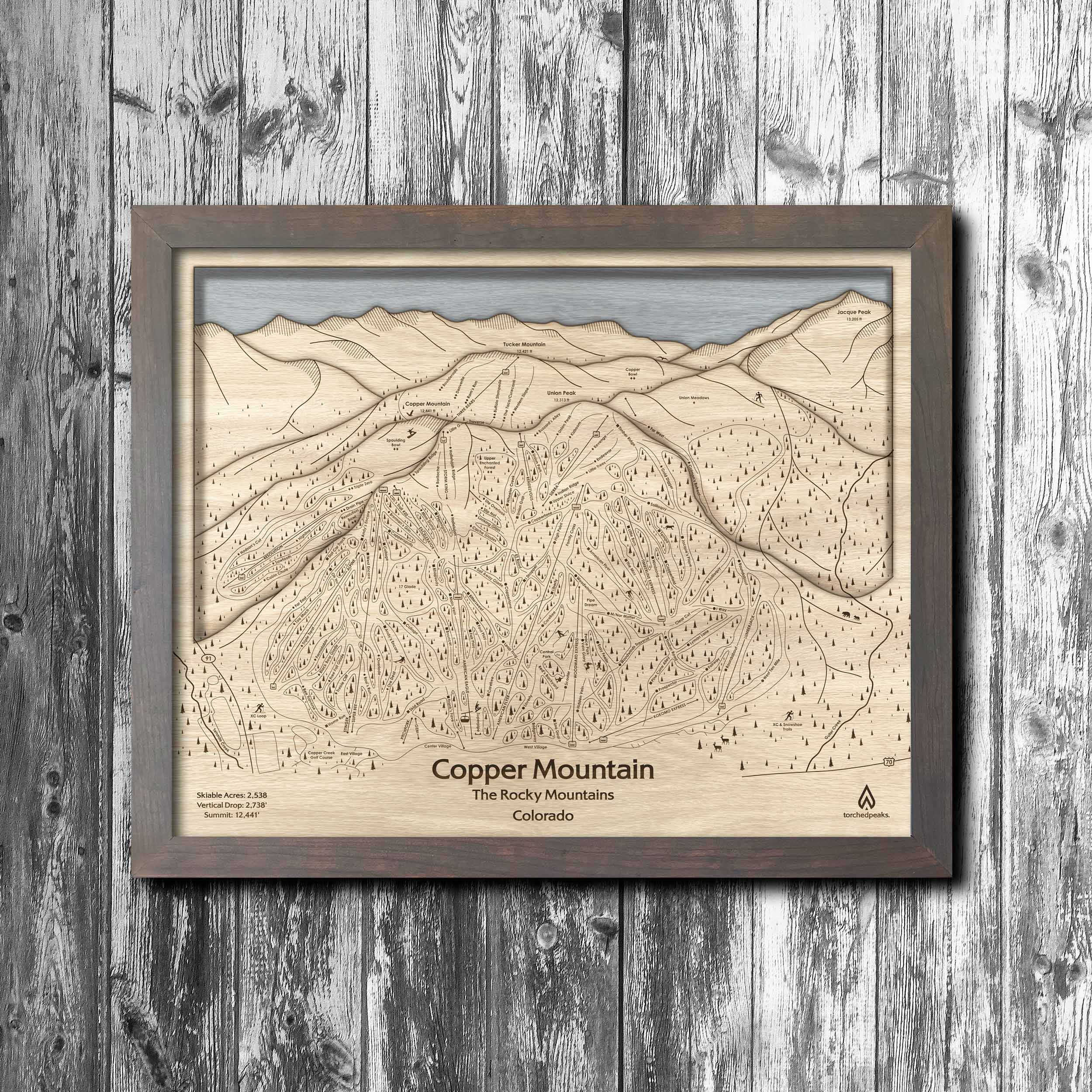 Copper Mountain Colorado Ski Resort Map | 3D Wood Mountain Art