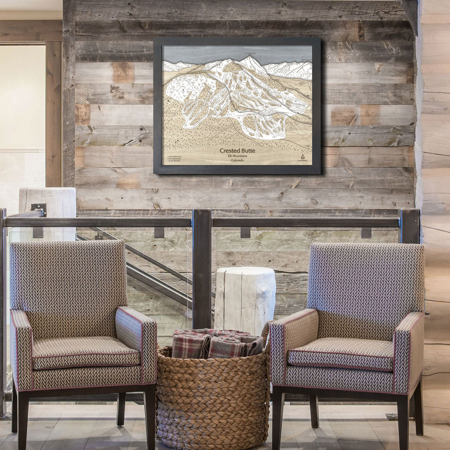 Crested Butte CO Ski Trail Map | 3D Wood Mountain Art Poster, Crested Butte Mountain Bike Park