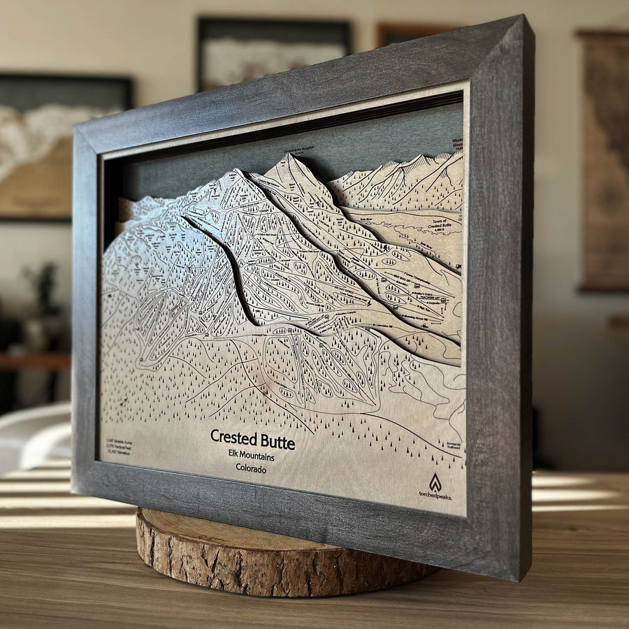 Crested Butte Ski Trail Map | 3D Layered Mountain Art