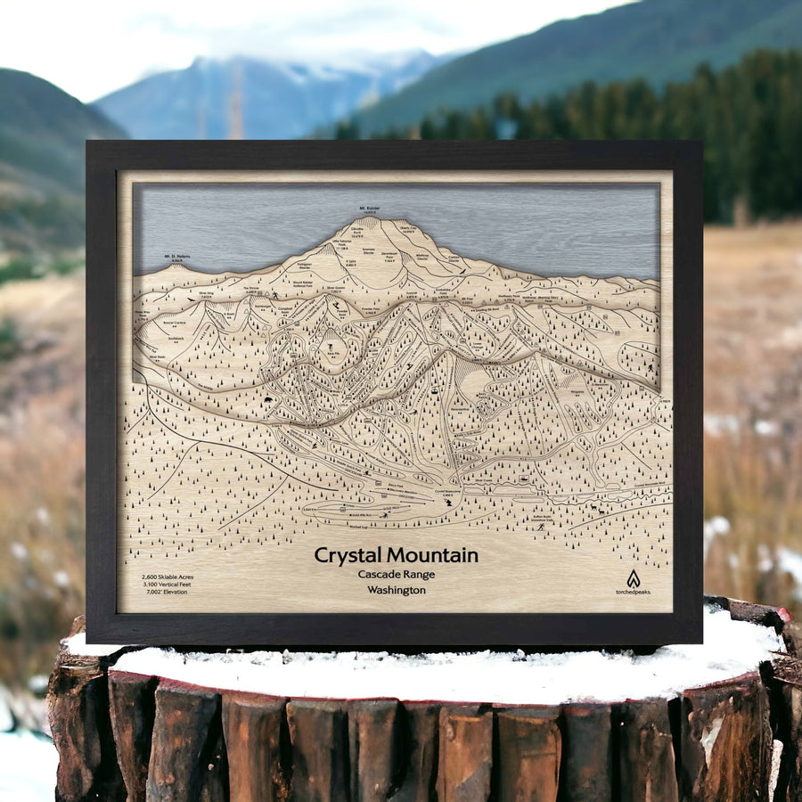 Best gifts for skiers: Laser-carved Crystal Mountain Wood Map