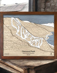 Diamond Peak NV Trail Map, Laser-engraved map, Skiing Art, Skiing Gift