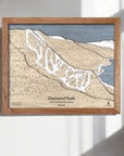 Diamond Peak Nevada, Wooden Ski Trail Map, Lake Tahoe