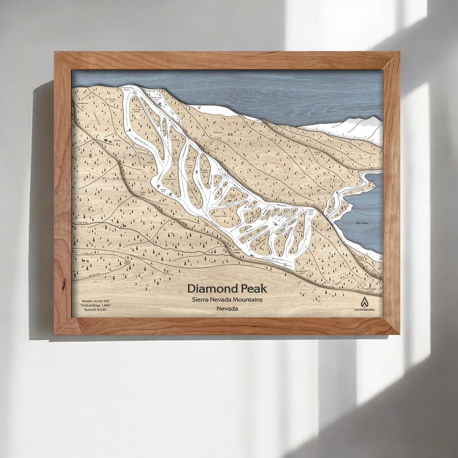 Diamond Peak Nevada, Wooden Ski Trail Map, Lake Tahoe