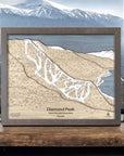 Diamond Peak 3D Wood Map, Ski Trail Map, Laser-cut, Ski Home Decor