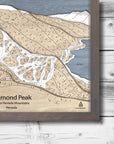 Diamond Peak Wood Framed Map, Ski Cabin Art